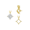 Square Four Prong Double Wire Pendants in 14K Gold (3.00 mm - 5.50 mm)