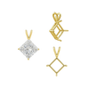 Square Four Prong Double Wire Pendants in 14K Gold (3.00 mm - 5.50 mm)