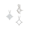 Square Four Prong Double Wire Pendants in Sterling Silver (3.00 mm - 5.50 mm)