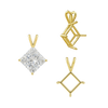 Square Four Prong Double Wire Pendants in 14K Gold (3.00 mm - 5.50 mm)