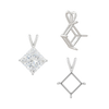 Square Four Prong Double Wire Pendants in Sterling Silver (3.00 mm - 5.50 mm)