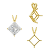 Square Four Prong Double Wire Pendants in 14K Gold (3.00 mm - 5.50 mm)