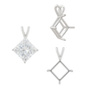 Square Four Prong Double Wire Pendants in Sterling Silver (3.00 mm - 5.50 mm)
