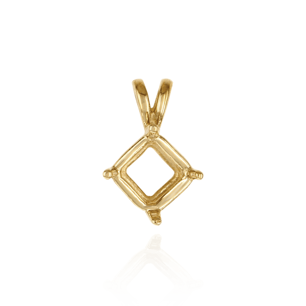 Square Four Prong Double Wire Pendants in 18K Gold (3.00 mm - 5.50 mm)