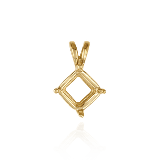 14K Gold, 18K Square Four Prong Double Wire Pendants in 18K Gold (3.00 mm - 5.50 mm)