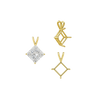 Square Four Prong Double Wire Pendants in 14K Gold (3.00 mm - 5.50 mm)
