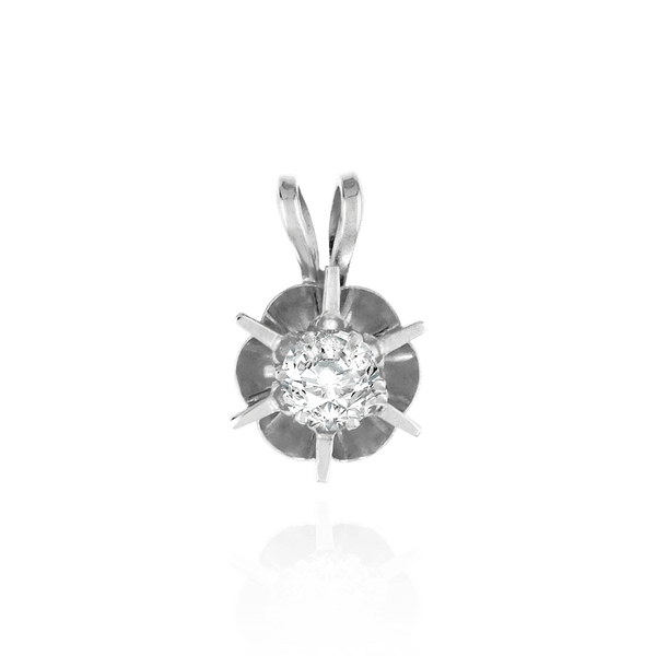 Round Six Prong Spoke Setting In Reflector Pendants in 14K Gold (1.30 mm - 4.75 mm)