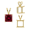 Square Four Prong Double Wire Pendants in 14K Gold (2.50 mm - 10.25 mm)