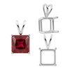 Square Four Prong Double Wire Pendants in Sterling Silver (2.50 mm - 10.25 mm)