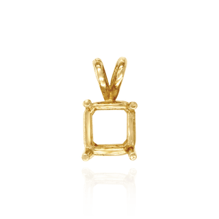 Square Four Prong Double Wire Pendants in 14K Gold (2.50 mm - 10.25 mm)