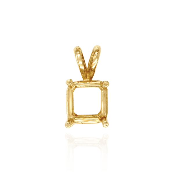 Square Four Prong Double Wire Pendants in 14K Gold (2.50 mm - 10.25 mm)