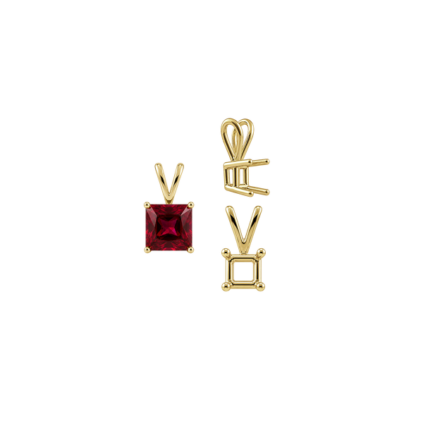 Square Four Prong Double Wire Pendants in 14K Gold (2.50 mm - 10.25 mm)