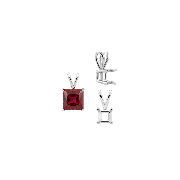 Square Four Prong Double Wire Pendants in Sterling Silver (2.50 mm - 10.25 mm)
