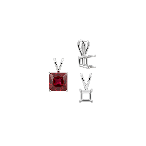 Square Four Prong Double Wire Pendants in Sterling Silver (2.50 mm - 10.25 mm)