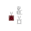 Square Four Prong Double Wire Pendants in Sterling Silver (2.50 mm - 10.25 mm)