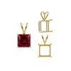 Square Four Prong Double Wire Pendants in 14K Gold (2.50 mm - 10.25 mm)