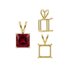 Square Four Prong Double Wire Pendants in 14K Gold (2.50 mm - 10.25 mm)