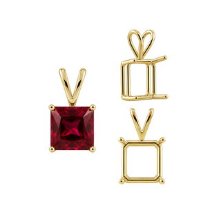 Square Four Prong Double Wire Pendants in 14K Gold (2.50 mm - 10.25 mm)
