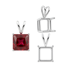 Square Four Prong Double Wire Pendants in Sterling Silver (2.50 mm - 10.25 mm)