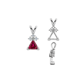 Triangle Shape V-End Pendants With 3 Accents in Sterling Silver (3.00 mm - 9.00 mm)