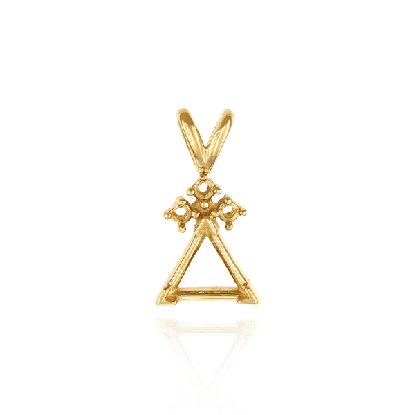 Triangle Shape V-End Pendants With 3 Accents in 14K Gold (3.00 mm - 9.00 mm)