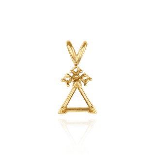 14K Gold Triangle Shape V-End Pendants With 3 Accents in 14K Gold (3.00 mm - 9.00 mm)