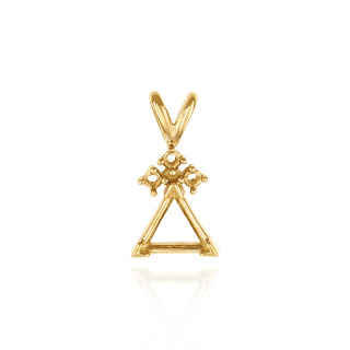 Triangle Shape V-End Pendants With 3 Accents in 14K Gold (3.00 mm - 9.00 mm)