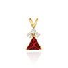 Triangle Shape V-End Pendants With 3 Accents in 14K Gold (3.00 mm - 9.00 mm)