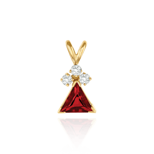 Triangle Shape V-End Pendants With 3 Accents in 14K Gold (3.00 mm - 9.00 mm)