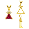 Triangle Shape V-End Pendants With 3 Accents in 14K Gold (3.00 mm - 9.00 mm)