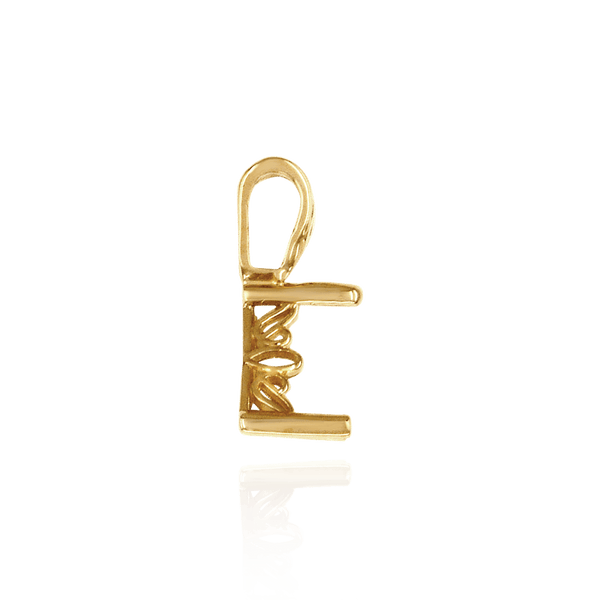 Triangle Shape Three Prong Filigree Pendants in 14K Gold (3.00 mm - 9.50 mm)