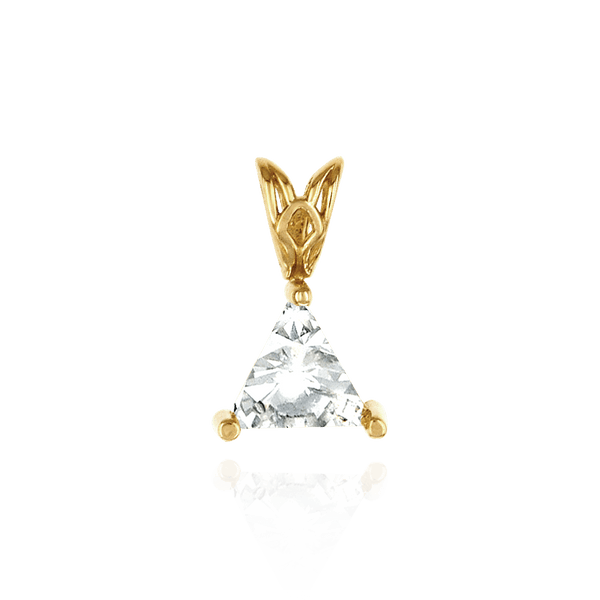 Triangle Shape Three Prong Filigree Pendants in 14K Gold (3.00 mm - 9.50 mm)