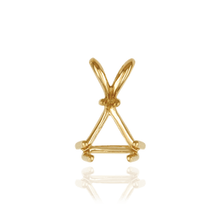 14K Gold Triangle Shape Three Twin Prong Pendants in 14K Gold (3.50 mm - 9.50 mm)
