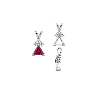Triangle Shape V-End Pendants With 3 Accents in Sterling Silver (3.00 mm - 9.00 mm)