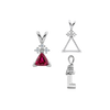 Triangle Shape V-End Pendants With 3 Accents in Sterling Silver (3.00 mm - 9.00 mm)