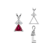 Triangle Shape V-End Pendants With 3 Accents in Sterling Silver (3.00 mm - 9.00 mm)