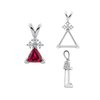 Triangle Shape V-End Pendants With 3 Accents in Sterling Silver (3.00 mm - 9.00 mm)