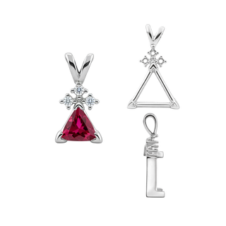 Triangle Shape V-End Pendants With 3 Accents in Sterling Silver (3.00 mm - 9.00 mm)