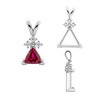 Triangle Shape V-End Pendants With 3 Accents in Sterling Silver (3.00 mm - 9.00 mm)