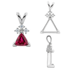 Triangle Shape V-End Pendants With 3 Accents in Sterling Silver (3.00 mm - 9.00 mm)