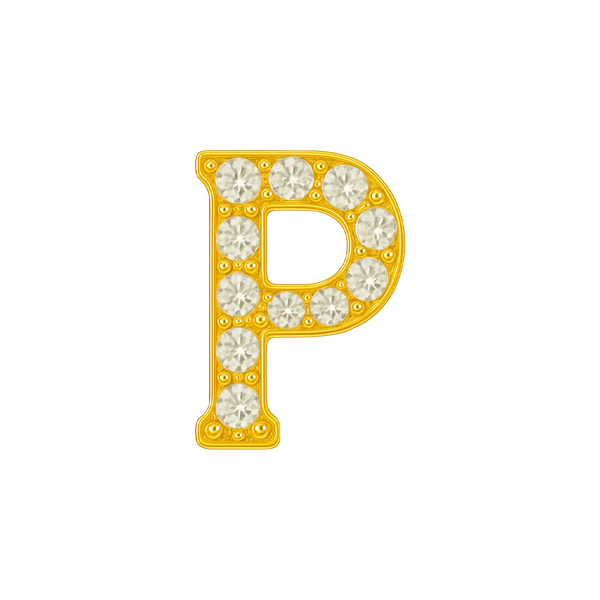 Large Initial Charm with Natural Diamonds Finding in 14K Gold (8 mm)