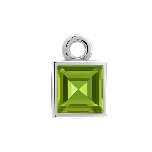 Diamond or Gemstone Square Bezel Drop Charm in 14K White Gold