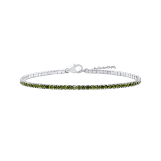 Tennis Bracelet with Peridot Colored CZ in Sterling Silver (2 mm - 4 mm)