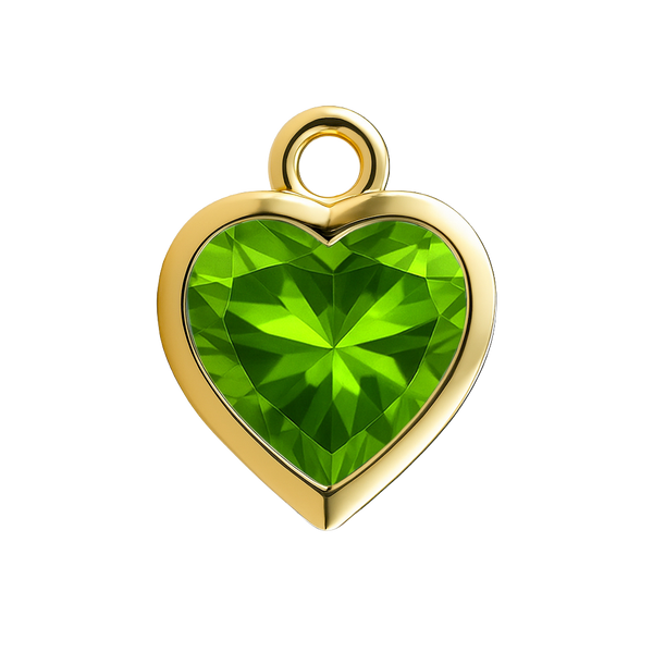 Diamond or Gemstone Heart Bezel Drop Charm in 14K Yellow Gold