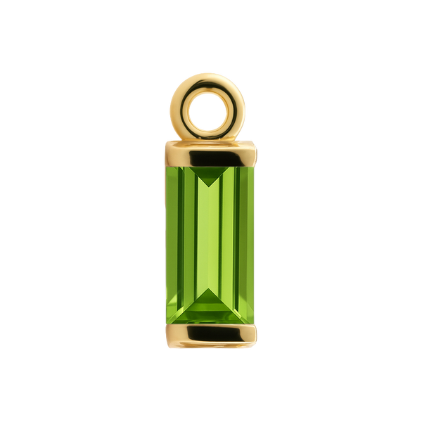 Diamond or Gemstone Baguette Bezel Drop Charm in 14K Yellow Gold