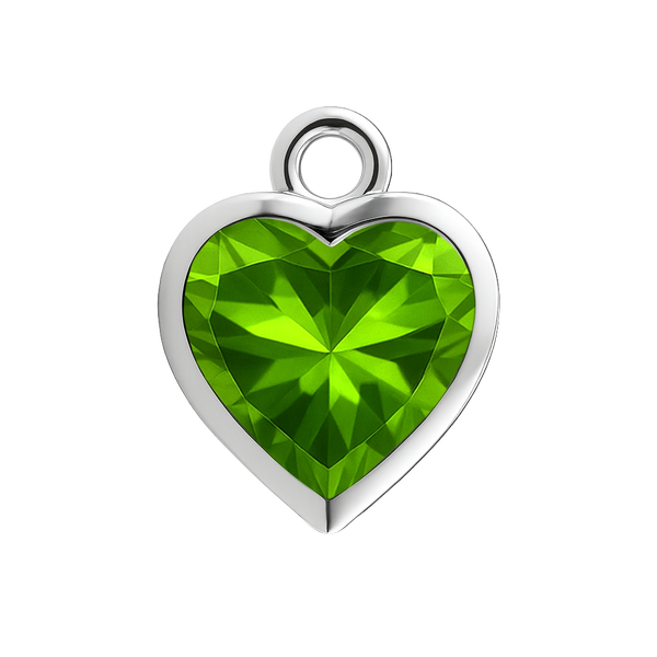 Diamond or Gemstone Heart Bezel Drop Charm in 14K White Gold