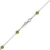 Finished Diamond by the Yard Cable Chain Anklet in 14K White Gold with Peridot Stones