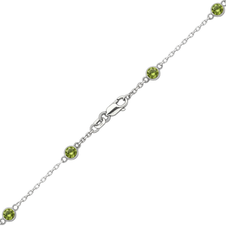 Finished Diamond by the Yard Cable Chain Anklet in 14K White Gold with Peridot Stones