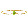 Diamond or Gemstone Heart Bezel Charm in 14K Yellow Round Cable Bracelet