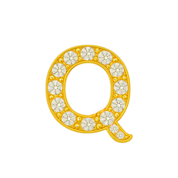 Large Initial Charm with Natural Diamonds Finding in 14K Gold (8 mm)